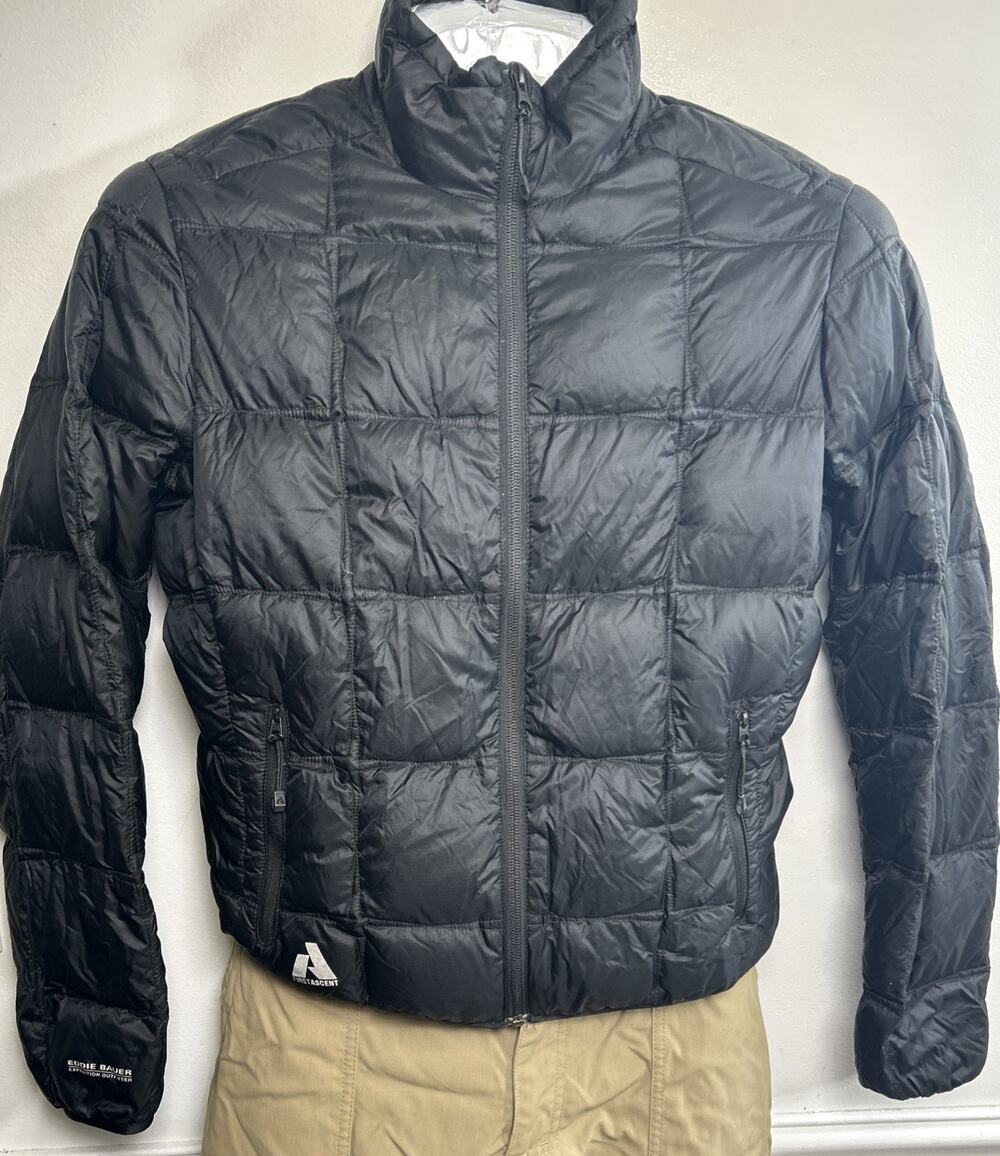 Eddie Bauer Expedition Down Jacket Mens Small Black 800 Fill Puffer First Ascent